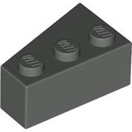 Lego kostka (kostička) 3x2 klín pravý, tmavě šedá (656427, 4125212)